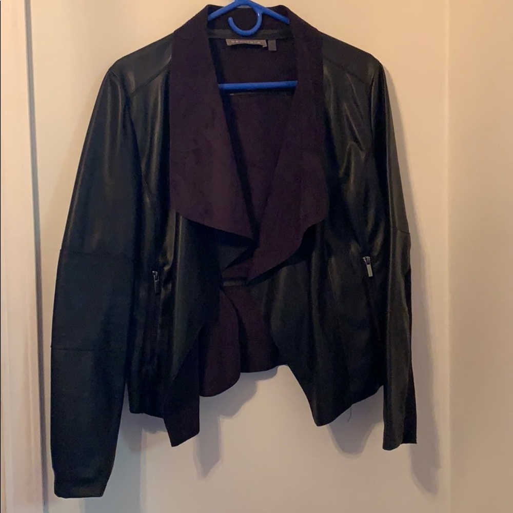 Draped Faux Leather Jacket